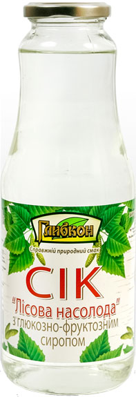 Birch juice Lisova Nasoloda with fructose. Sterilized.