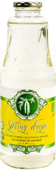Organic birch juice with lemon infusion, dietary. Pasteurized.